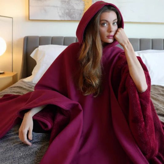 AuraDrape oversized hooded blanket in soft fleece material