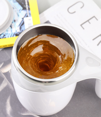 OrbitMix magnetic self-stirring mug with one-button control