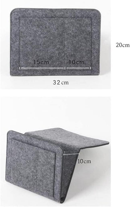 SoftReach space-saving bedside organizer in gray felt
