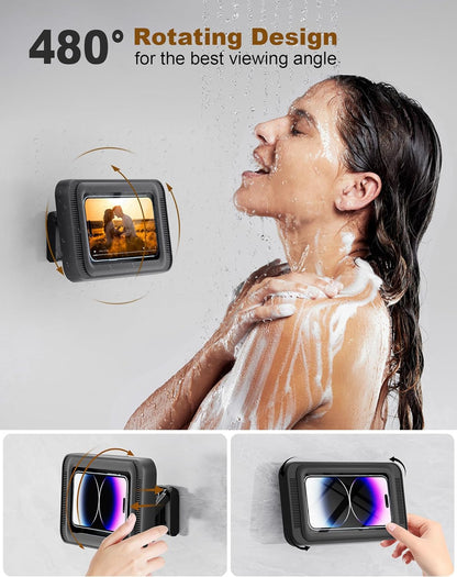 AquaSync adhesive shower mount sticking to tile or glass
