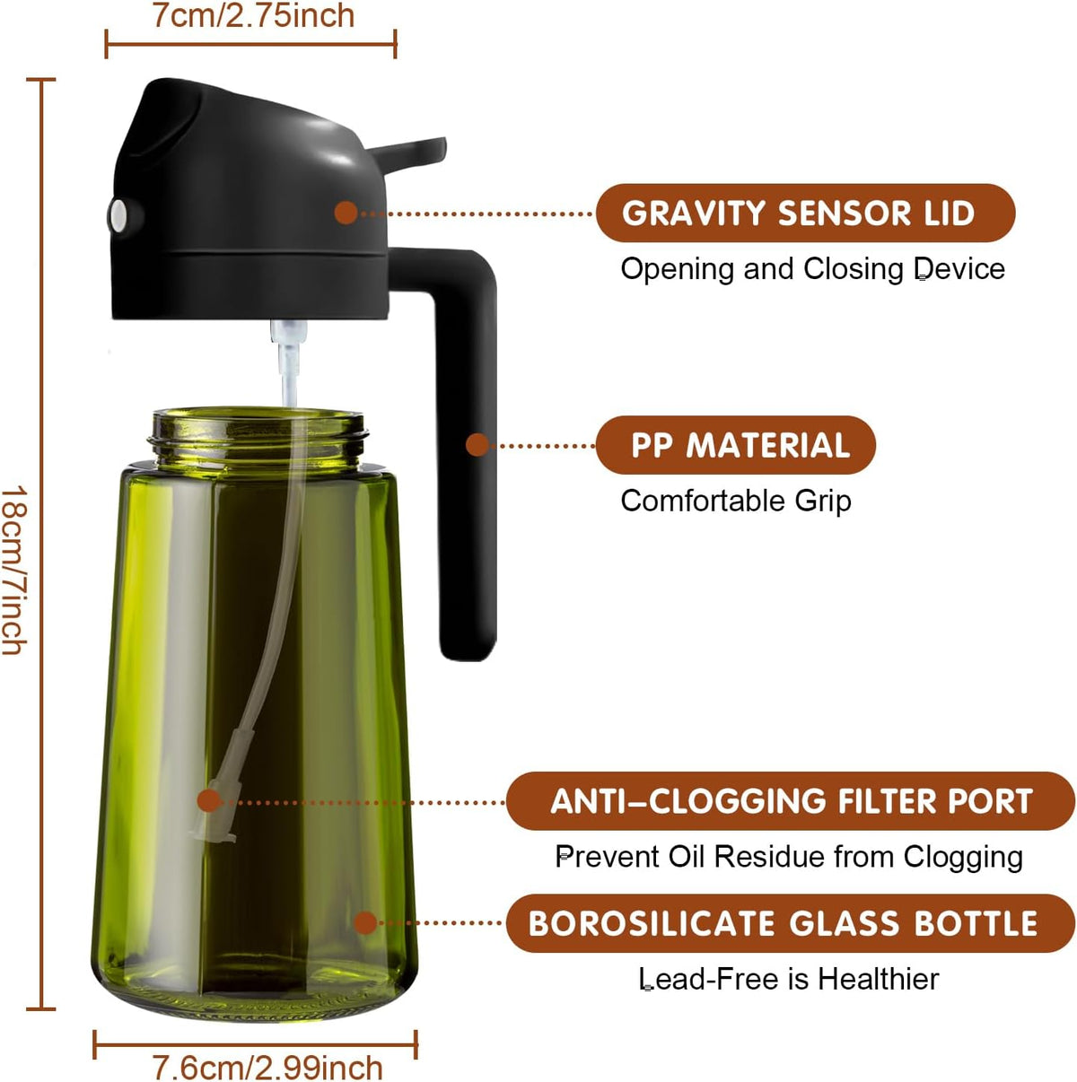 Precision Olive sleek light-shielding oil dispenser set