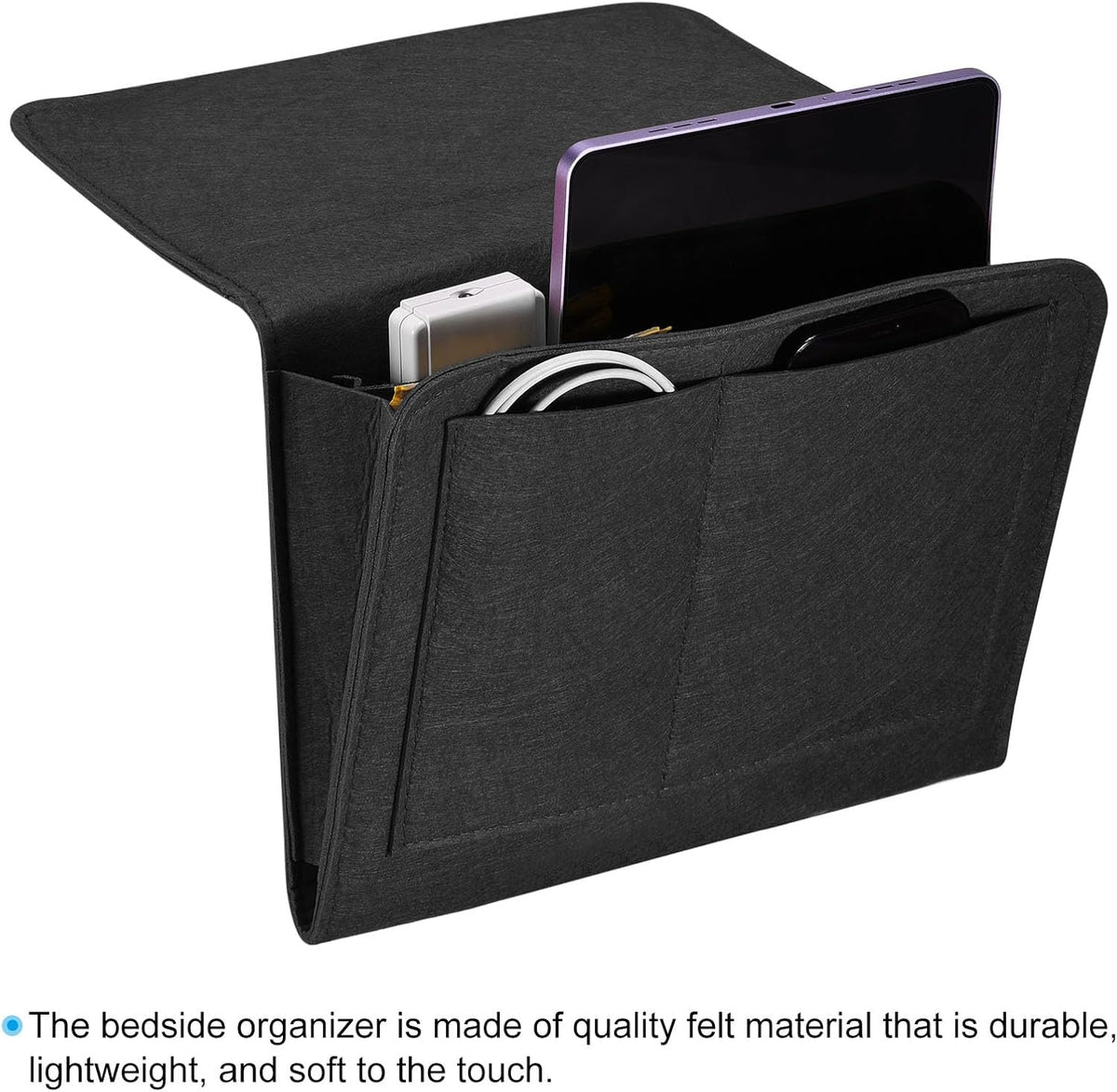 SoftReach bedside felt organizer with multiple compartments