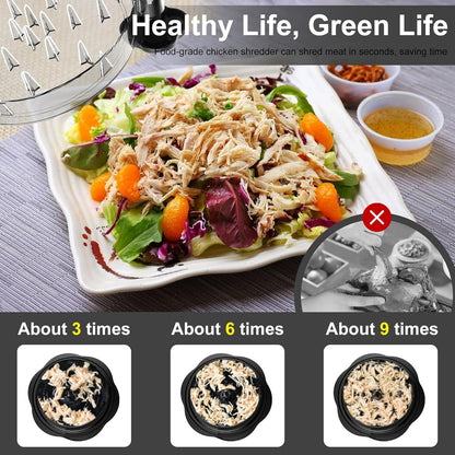 Rallador de carne Dropora con mango de plástico y cuchillas de acero inoxidable para desmenuzar carne fácilmente.